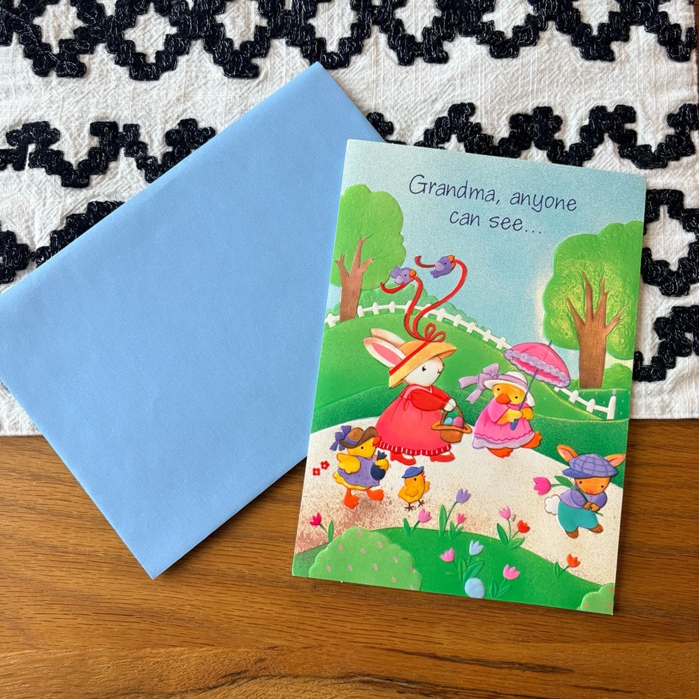 Vintage Celebrations Gibson  Grandma Easter Greeting Card Blue Envelope